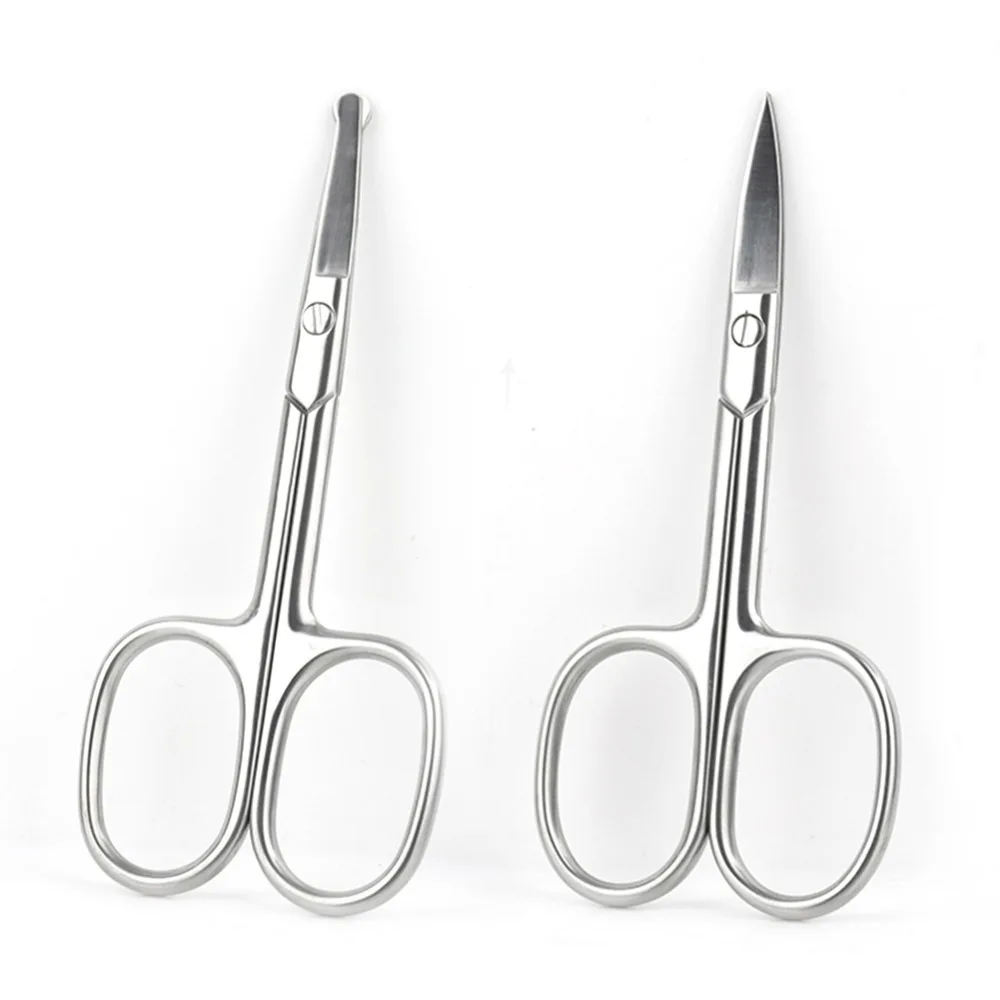 2Pcs/set Curved Eyebrow Scissors Professional Stainless Steel Eyebrow