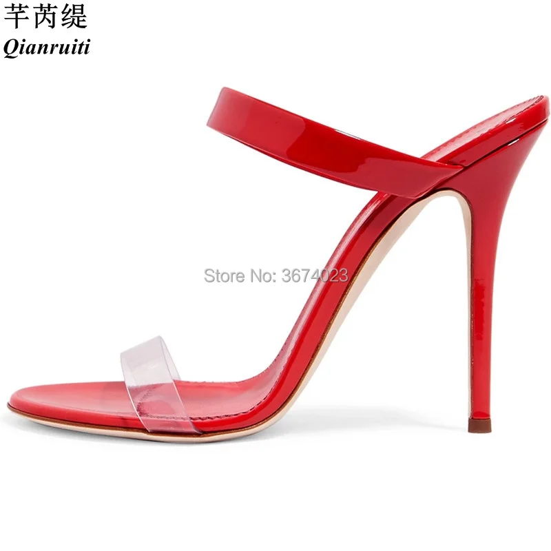 De Verano Panel Punta Altos Y Plexiglás Diseño Partido Aguja Qianruiti Abierta Zapatos Las Charol Sandalias Del Tacones Mujeres qgBtwxf