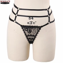 Женское соблазнительное кружевное трусы-сеточка черный ремешок эластичная клетка бондаж, БДСМ-белье Свадебные Готический Фетиш экзотические танцы Appare Косплэй