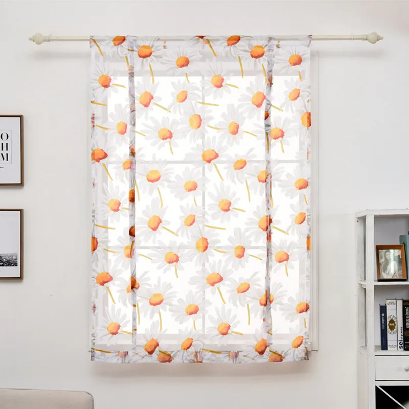 Римские шторы с подсолнухами для оформления интерьера из тонкой ткани|Занавеска|