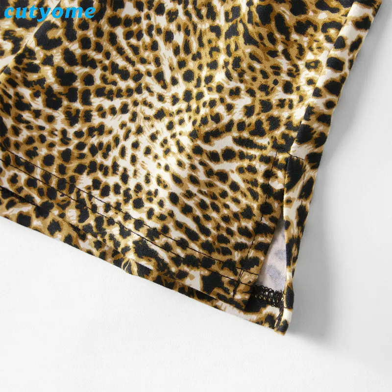 Mommy and me Clothes Short Slevee Leopard Tops Family t shirt mother and daughter clothes Mom And Daughter Chiffon T-shirt (24)