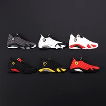 New Mini Jordan 14 Keychain Shoe Men Wome Kids Key Ring Gift Basketball Sneaker Key Chain Key Holder Porte Clef mini silicone sply 350 v2 shoes keychain woman bag charm men kids key ring gift sneaker key chain acessorios porte clef