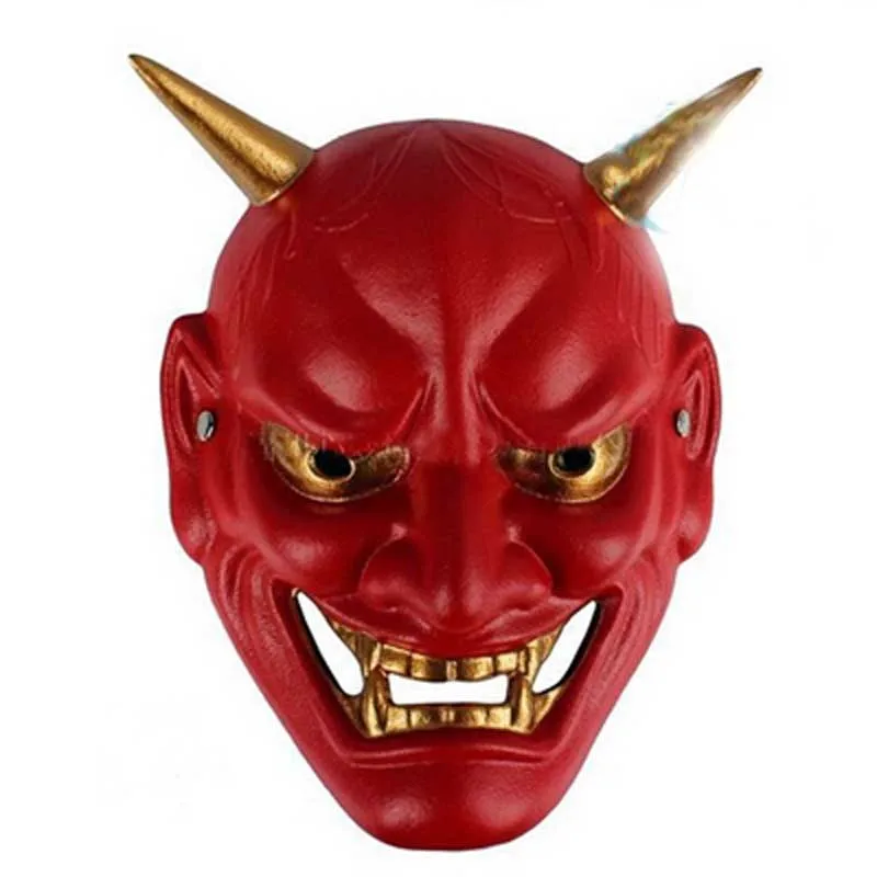 Small 18*15cm Red Resin Japanese Buddhist Evil Oni Noh Hannya Mask
