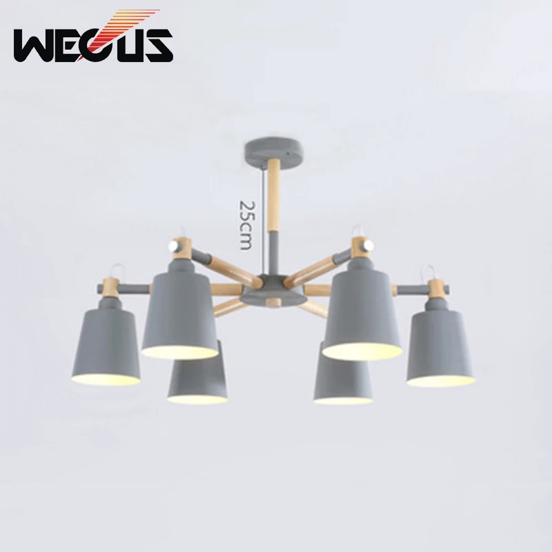 

Fashion nordic macaroon pendant light rubber solid wood iron simple art 6 lights for bedroom hotel kitchen study restaurant