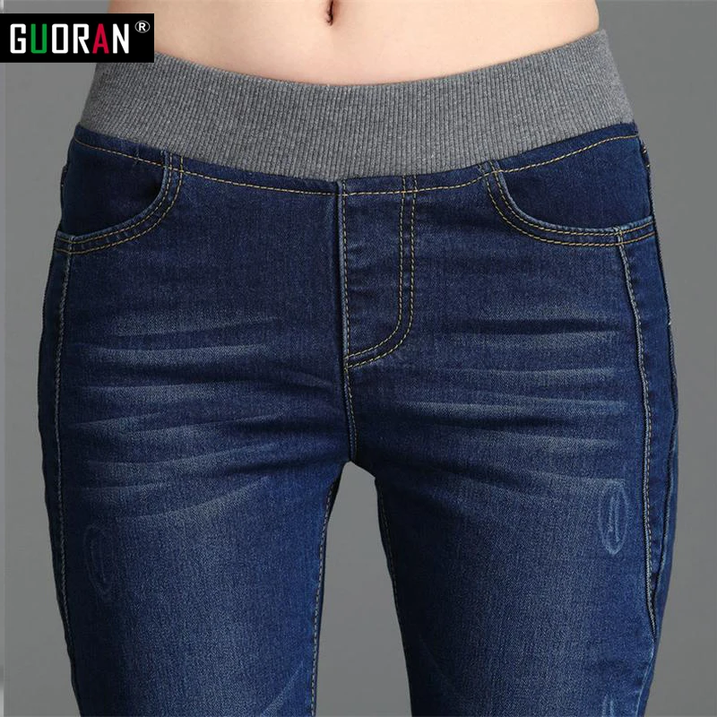 

Cashmere Winter Warm Jeans Women With High Waist Blue Jeans For Girls Stretching Skinny jeans elastic waist Large Size 26-34