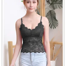 Женский кружевной ремень завернутый топик мягкий пуш-ап v-образный вырез полый бюстгальтер жилет