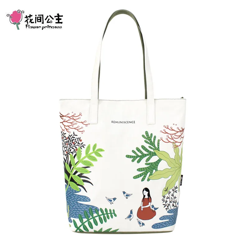 

Flower Princess Women Tote Bags 13" Laptop Shoulder Bags Large Capacity Canvas To-handle Bags Girl Book Bags Female Handbags