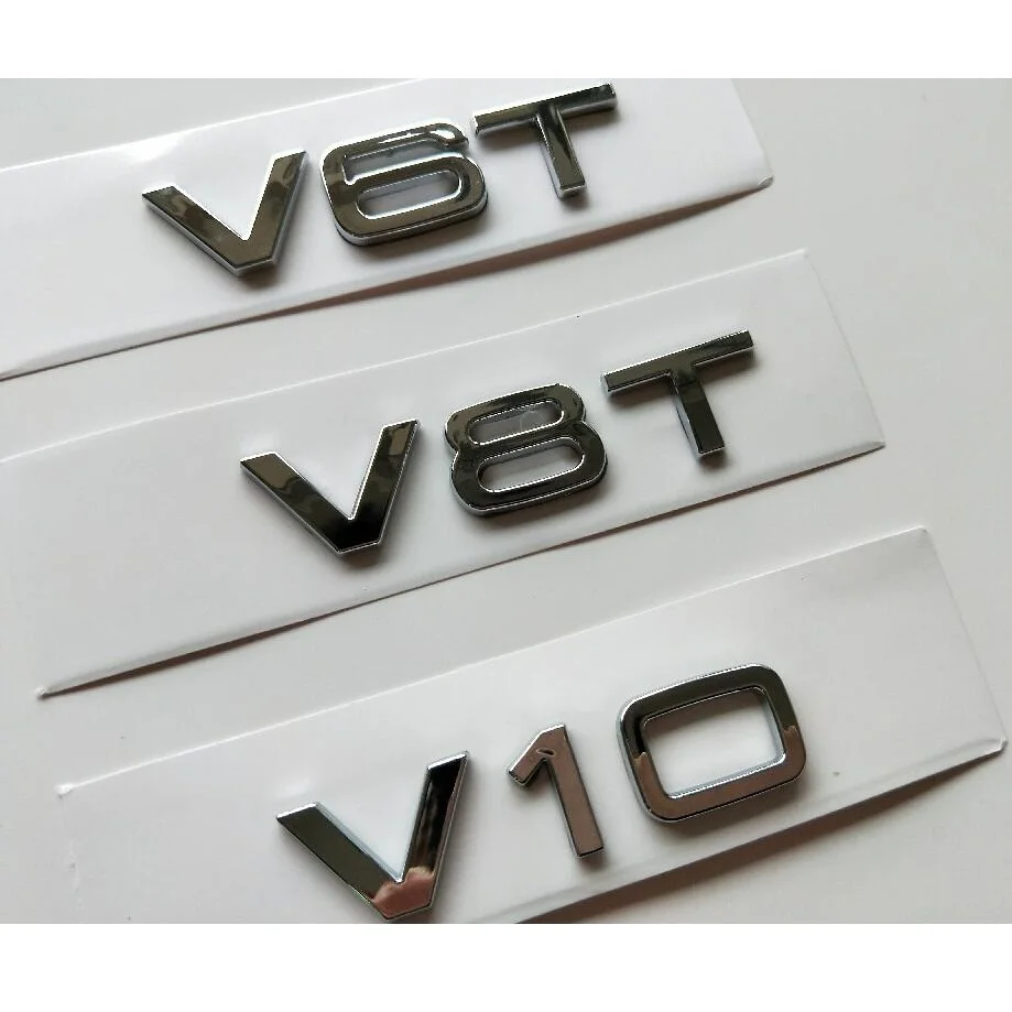 Хромированные серебряные буквы V6 T V 8T 10 W 12 блестящая Эмблема для Audi A4 A6 A7 A8 S3 S4 R8 RSQ5