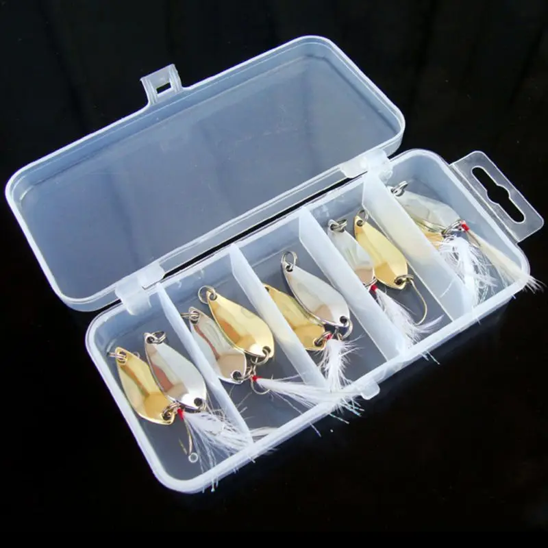 10 шт./лот Воблер для рыболовной наживки рыболовный Спиннер набор искусственных наживок блесны блесток ложка металлический комплект с пером
