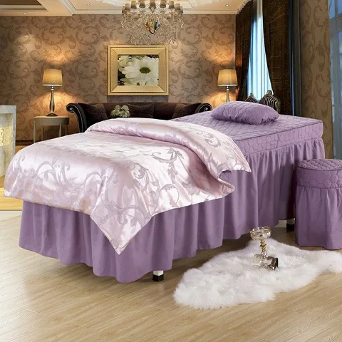 Европейский стиль спа салон постельных принадлежностей белый розовый жаккард нордическая красота тела постельное белье простыня подушка одеяло - Цвет: 5