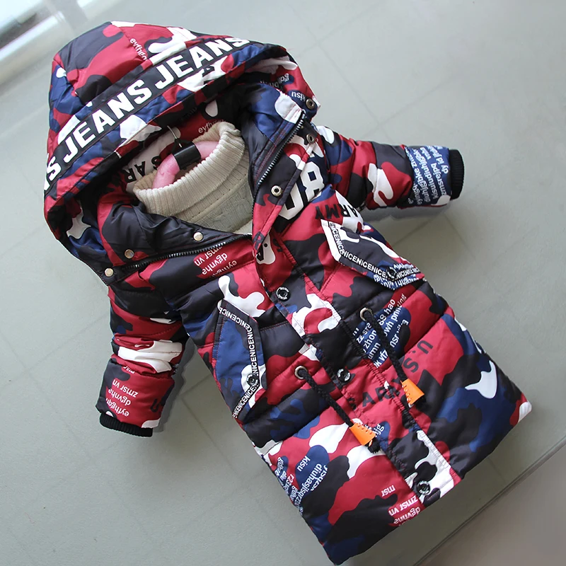 

BibiCola 2018 winter children warm coats sport style boys jackets long style camuffamento hooded outerwear for kids down parkas