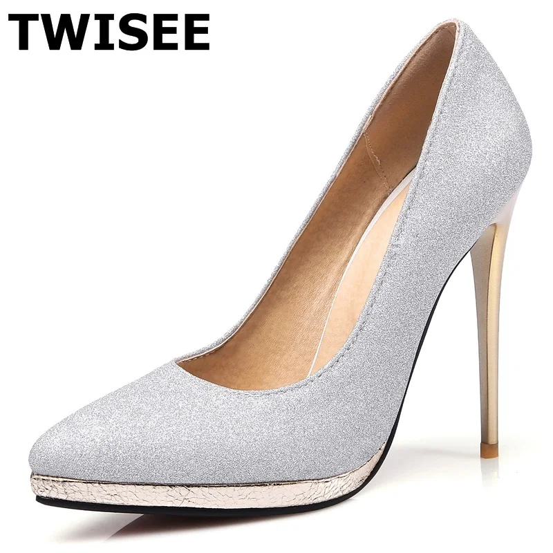 TWISEE Wedding shoes Sexy Stiletto High heels Shoes Pointed Toe Pumps
