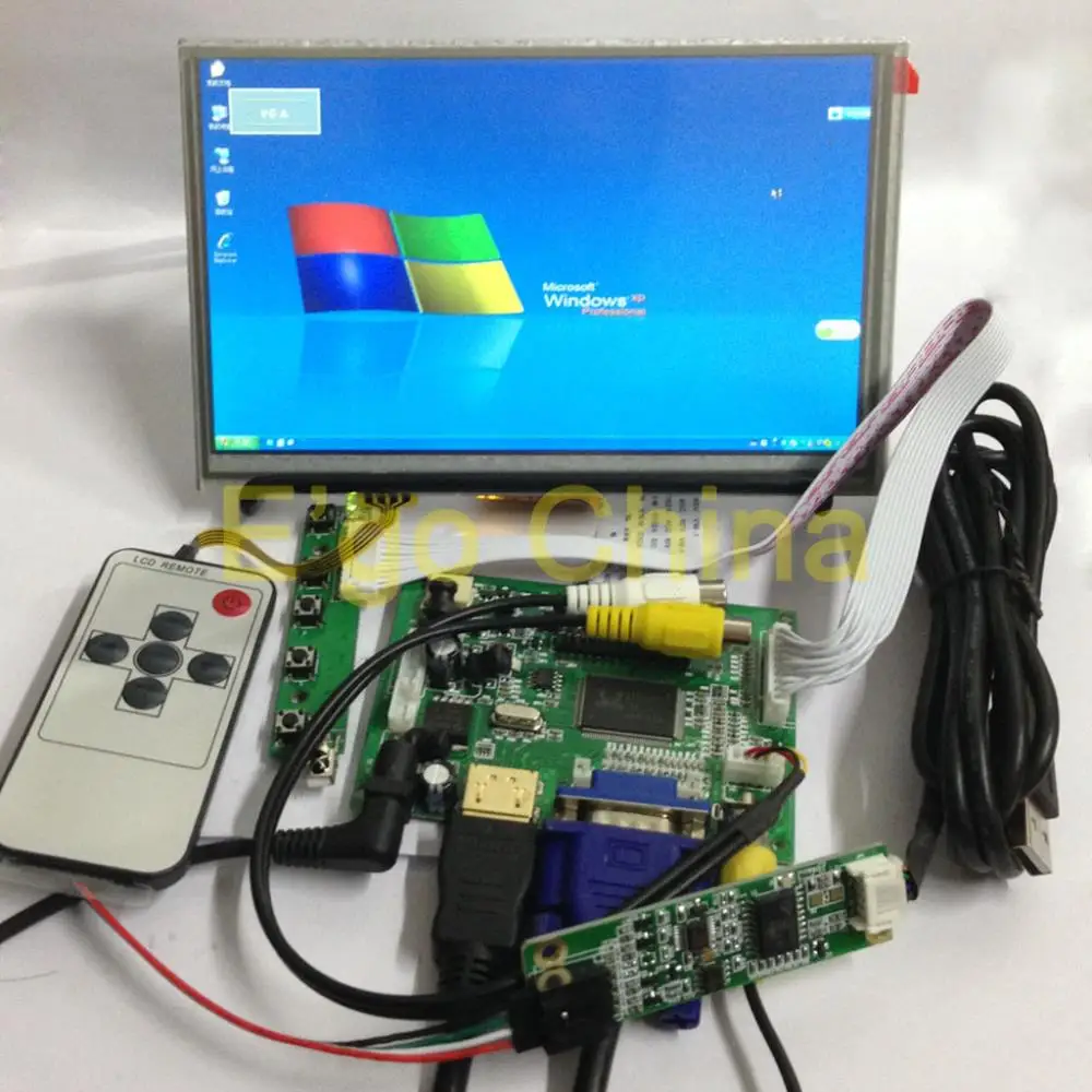 

7" 1024*600 AT070TNA2 LCD Module Monitor Display + Touch Panel w/ USB Controller + HDMI/VGA/2AV Board for Raspberry Pi