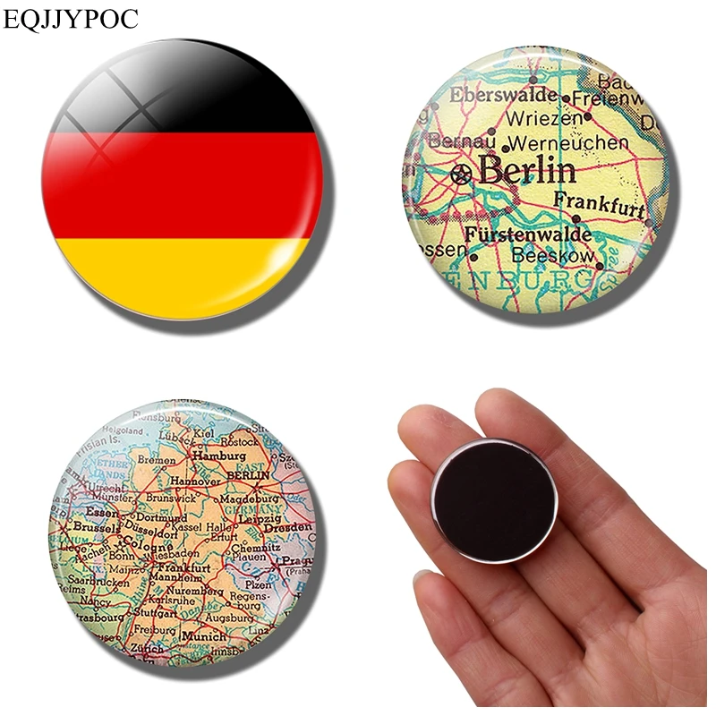 

Germany National Flag and Map 30MM Fridge Magnet Flag of Germany Glass Dome Magnetic Refrigerator fridge sticker Home Decor