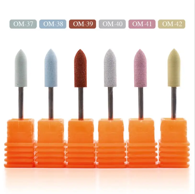 

1SET/6PCS Long Bullet Head Nail Drill Rubber Silicon Material Bits Nail Buffer Machine For Manicure Nail Art Accessories