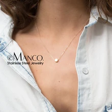 E-manco-collar de acero inoxidable minimalista delicado para mujer, collar con pequeño colgante, joyería de lujo de marca