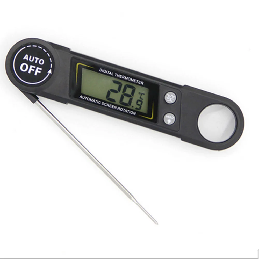 

Talking Instant Read Cooking Digital Meat Thermometer w LCD Display Voice Function for Kitchen,Barbecue,Screen Auto Rotate,Black