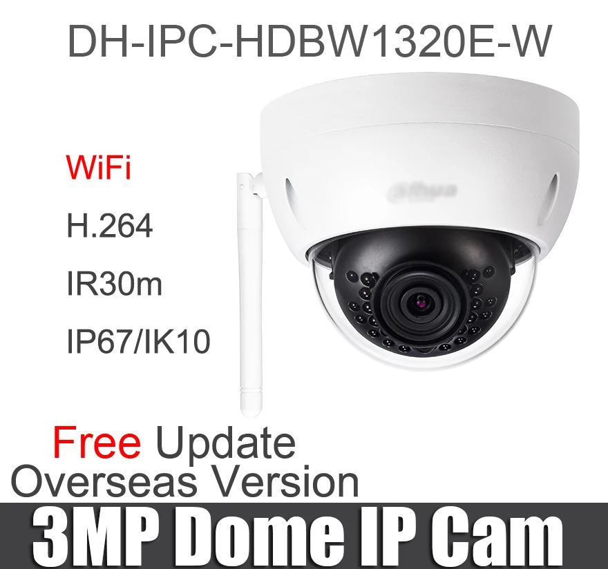 Dahua 3MP WiFi IP камера IPC-HDBW1320E-W Мини ИК купольная IP67 IK10 слот для sd-карты Замена IPC-HDBW1320E беспроводная камера безопасности