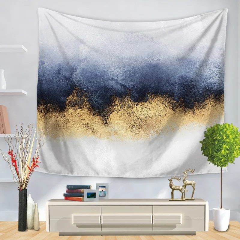 Mountain Printed Hanging Tapestry Watercolor Wall Hanging Tapestries Boho Bedspread Yoga Mat Blanket - Цвет: 8