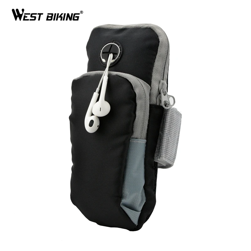 WEST BIKING Running Belt Bag Arm Bag Sport Jogging Walking Fitness Wrist Pouch Suit for All Kinds of Mobile Phone Cycling Tool