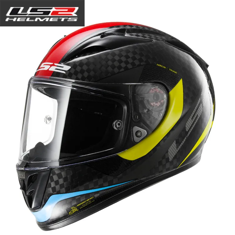 Натуральная LS2 FF323 новейшее углеродное волокно Топ Гонки анфас moto rcycle шлем спортивный автомобиль moto шлемы capacetes moto ciclismo - Цвет: red yellow blue