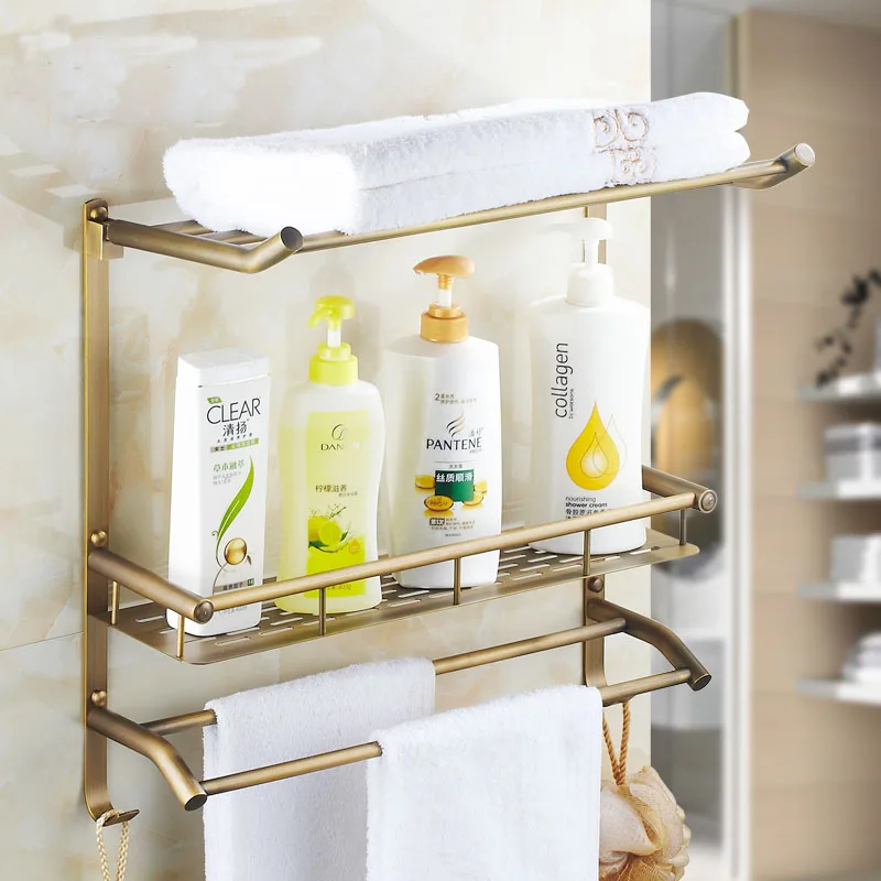 1 2 Tier Copper Square Bathroom Shelf Gold 3 Type Br Towel 1 2 Tier Copper Square Bathroom Shelf Gold 3 Type Br Towel Bars Vintage Antique Storage Rack Wall Mount In Shelves From