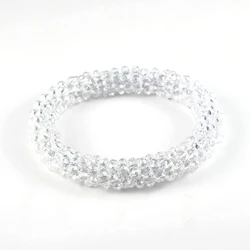 Bohemian Crystal Beaded Stretch Bracelet for Women - Vintage Boho Party Jewelry (White)