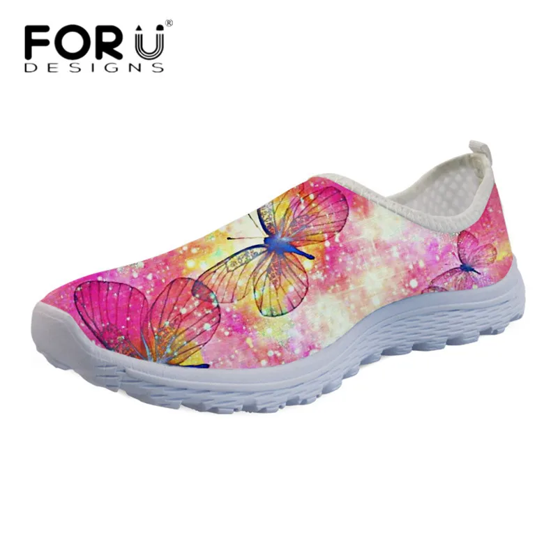 

FORUDESIGNS Animal Butterflies Pattern Flats Galaxy Style Women Summer Beach Shoes Comfortable Mesh Ladies Running Sneakers Shoe
