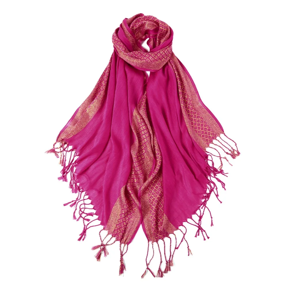 Shawls Scarves Women Cotton Plain Winter Warm tassel Scarf Luxury Brand