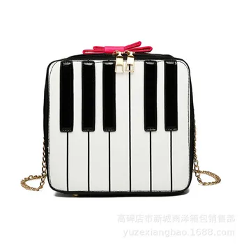 

2018 Fashion Piano Keyboard Printed Shoulder Bags PU Women Chain Handbags Messenger bag Bowknot Crossbody Bag