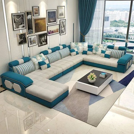 buy Velvet hanf linen hemp fabric sectional sofas Living Room Sofa set furniture alon couch puff asiento muebles de sala canape U