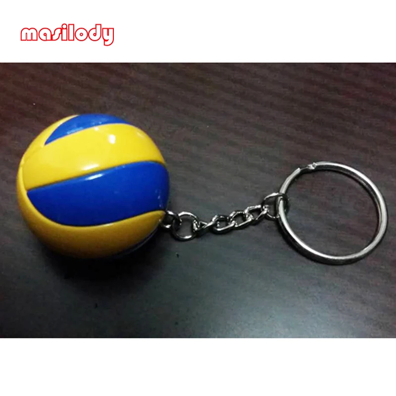 50pcs/Lot Mini ball keychain plastic football keychains key ring