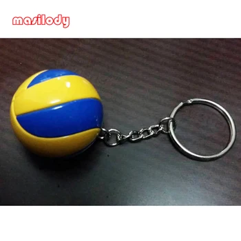 

50pcs/Lot Mini ball keychain plastic football keychains key ring basketball key chain volleyball key chains