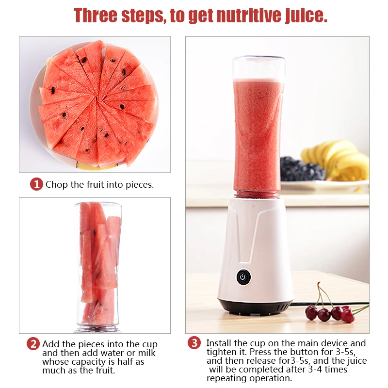  TINTON LIFE Portable Electric Juicer Blender Fruit Baby Food Milkshake Mixer Meat Grinder Multifunc