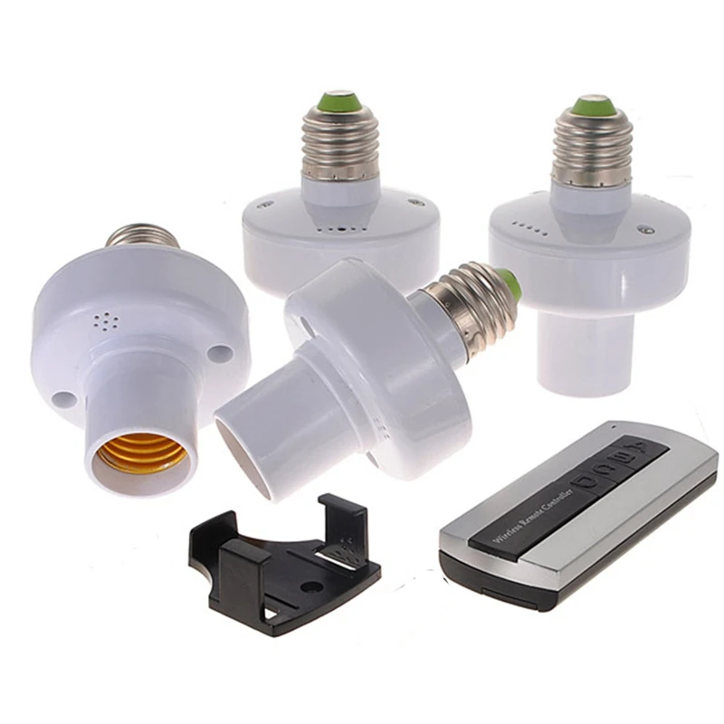 

One Set 4pcs E27 Wireless Remote Control Light Lamp Bulb Holder Cap Socket Switch US SHIP Incandescent Less than 1000W