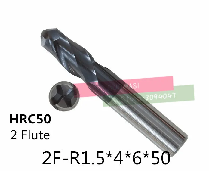 2f-r1.5*4*6*50 hrc50 твердосплавные концевые фрезы карбидная квадратная плоскостная