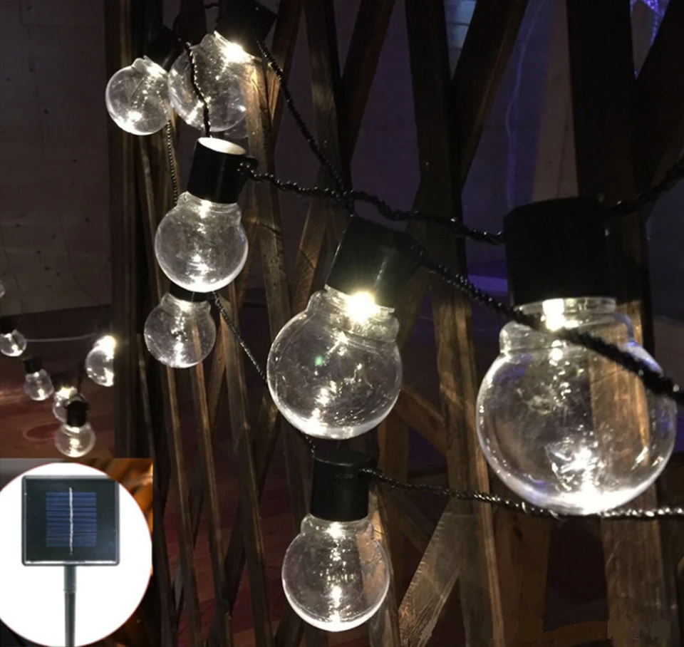 

KZKRSR 2.5M 10 LEDS Clear Bulb Globe Solar String Lights Waterproof 5CM Big ball Fairy Lights Outdoor LED Decorative Light