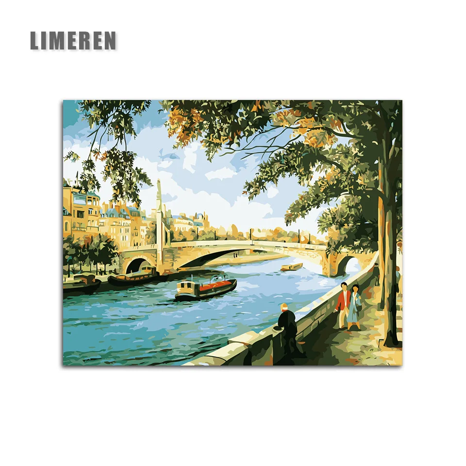 

Frameless Bridge Water Construction Street view Painting By Numbers Coloring By Numbers