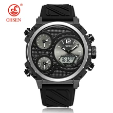Новое поступление OHSEN Цифровые кварцевые мужские модный подарок, часы с черной резинкой и ЖК-дисплеем для спорта на открытом воздухе армейские мужские наручные часы montre homme