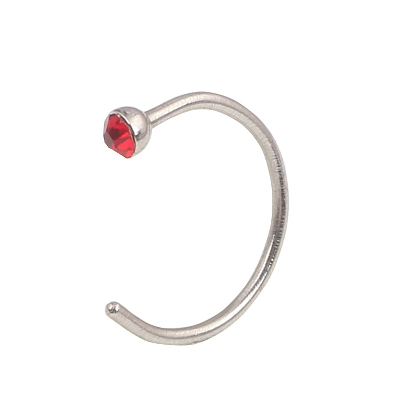 8mm Medical 316l Crystal Hoop Nose Ring Stud Body Piercing Jewelry