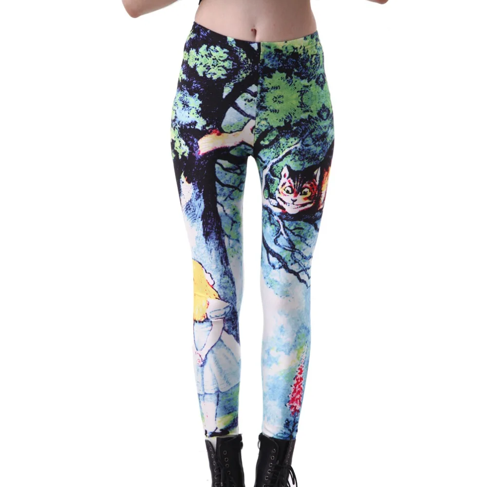 

New Arrival! Elastic Pants Corpse Alice Cheshire cat Pattern Women Leggings 7 sizes Fitness Clothing Free Shipping