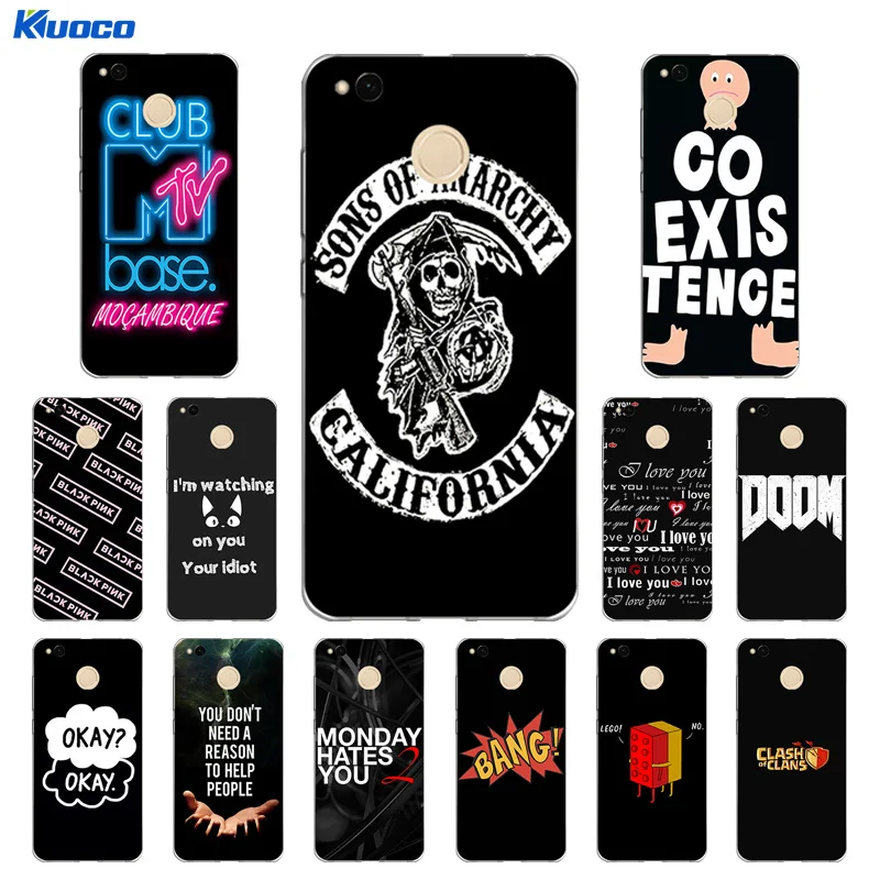 Cover for Xiaomi Redmi 4X 5.0" Soft TPU Case Silicon Black Letters Printing Hongmi4X Thin Shells |