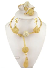 En venta nueva joyería africana fija sistemas de la joyería grande de alta calidad de boda joyería conjunto 18 k oro platd moda collar