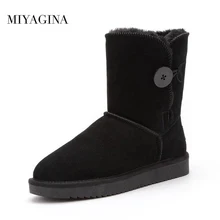 MIYAGINA/классические зимние ботинки из высококачественной натуральной кожи в австралийском стиле; женские ботинки; теплая зимняя обувь для женщин; американские размеры 4-13
