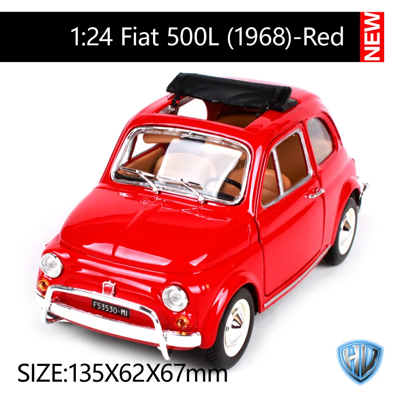Bburago 1:24 Fiat 500F(1965) Fiat 500L(1968) Ретро классический автомобиль литая под давлением модель автомобиля игрушка Новинка в коробке MINI Cooper 22098 - Цвет: 22099