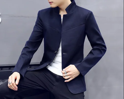 Новая мода со стоячим воротником мужской костюм деловой, Банкетный ...