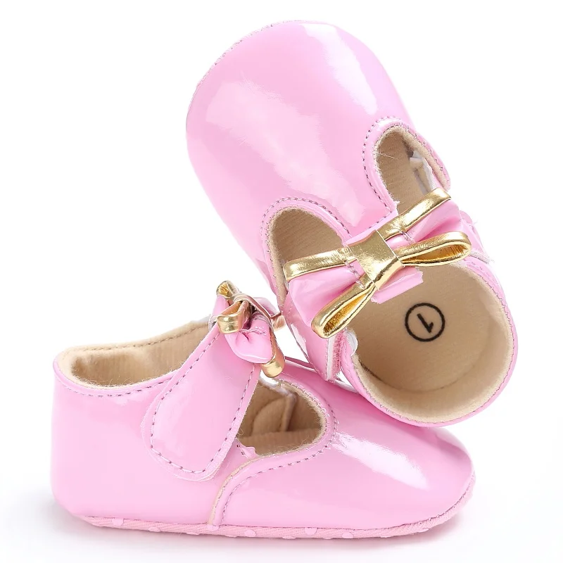 Newborn Baby Girl Shoes First Walkers Mirror PU Shoes Princess Non-Slip Soft Sole Infant Child Toddler Shoes