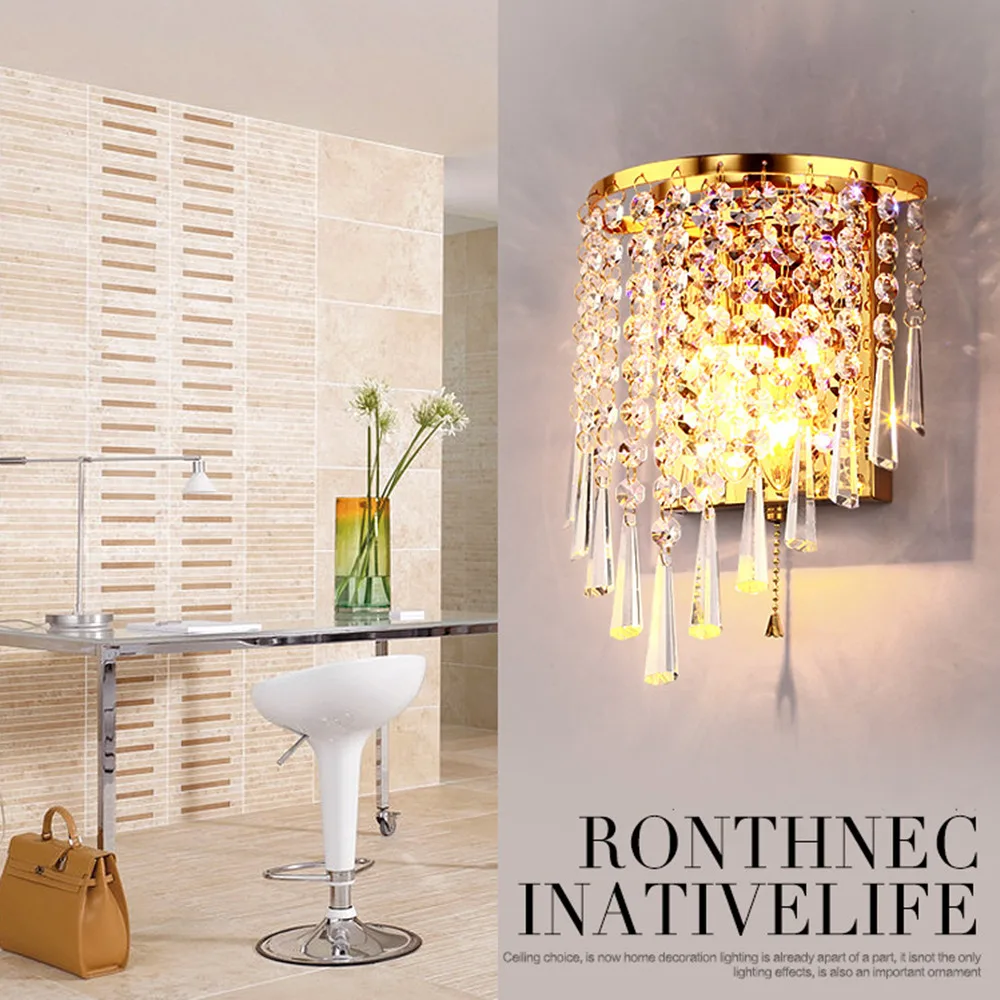  Chrome Silver Wall Lamp Sconce Gold Foyer Living Bedroom Bedside Wall Lamp (1)