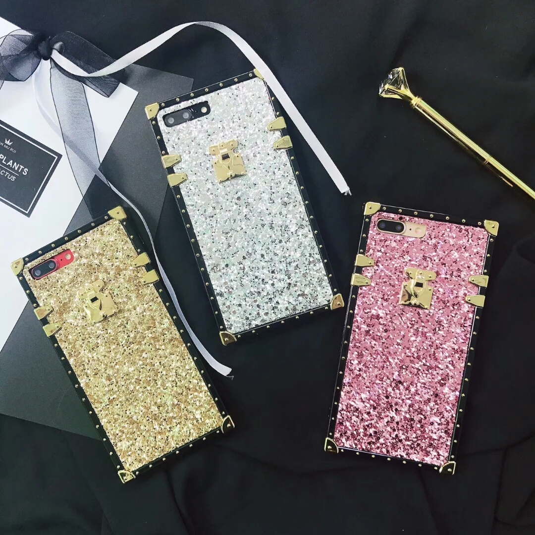 

European luxury Vintage Case For Samsung Galaxy Note 9 Plus Shiny Bling Metal Glitter Phone Back Cover for iPhone XS XR XSmax