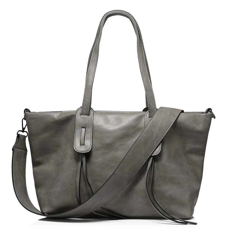 LOVEVOOK брендовая модная женская сумка Большая вместительная Повседневная Сумка-тоут широкий плечевой ремень сумки через плечо женские роскошные большие сумки - Цвет: Gray